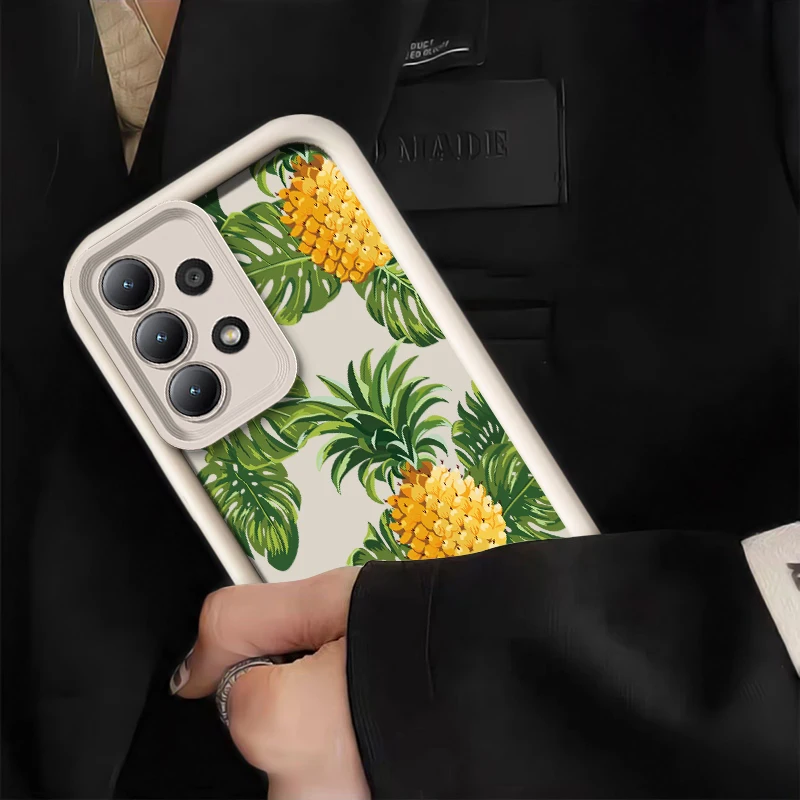 حافظة لهاتف سامسونج جالاكسي A07 A22 A12 A51 A71 A21S A31 A06 A05 A05S A04E A04S A03 Core A32 زهرة ناعمة برتقالية أناناس كابا #3