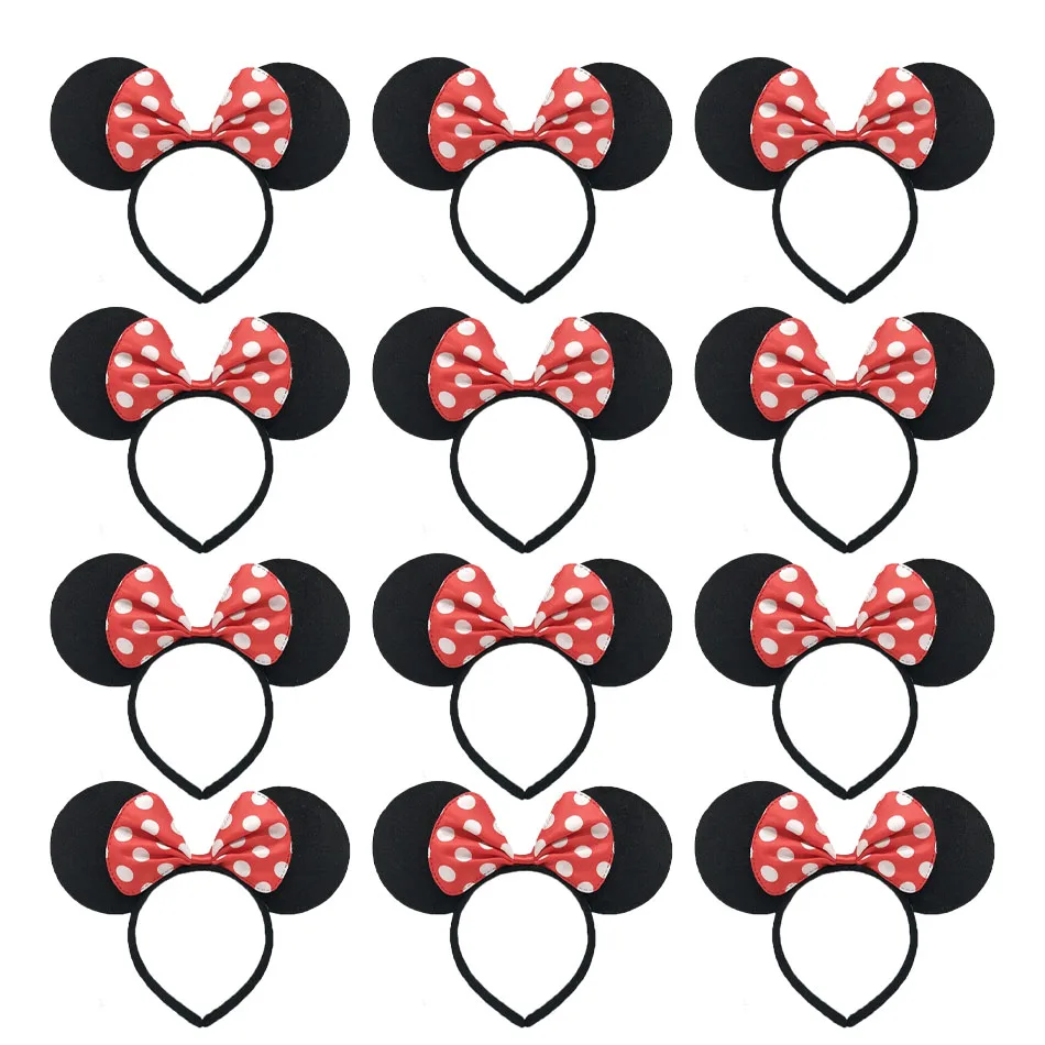 3/6/12pcs/lot Girls Mouse Ears Solid Bow Ears Headband for Birthday Party Supplies and Mouse Themed Costume Cosplay Decoration image 3