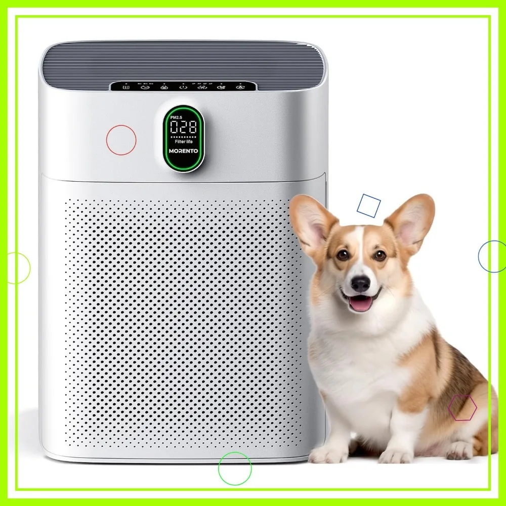 

Large Room Air Purifier with PM2.5 Display, 24dB Quiet Operation, Dual-Sided Intake for Pet Hair and Smoke