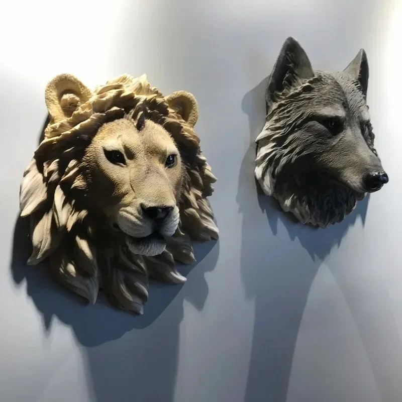 

Creative Home Accessories Simulated Animal Head Wall Decor Modern Room Decoration Lion Wall Decor Resin Crafts easter Gift