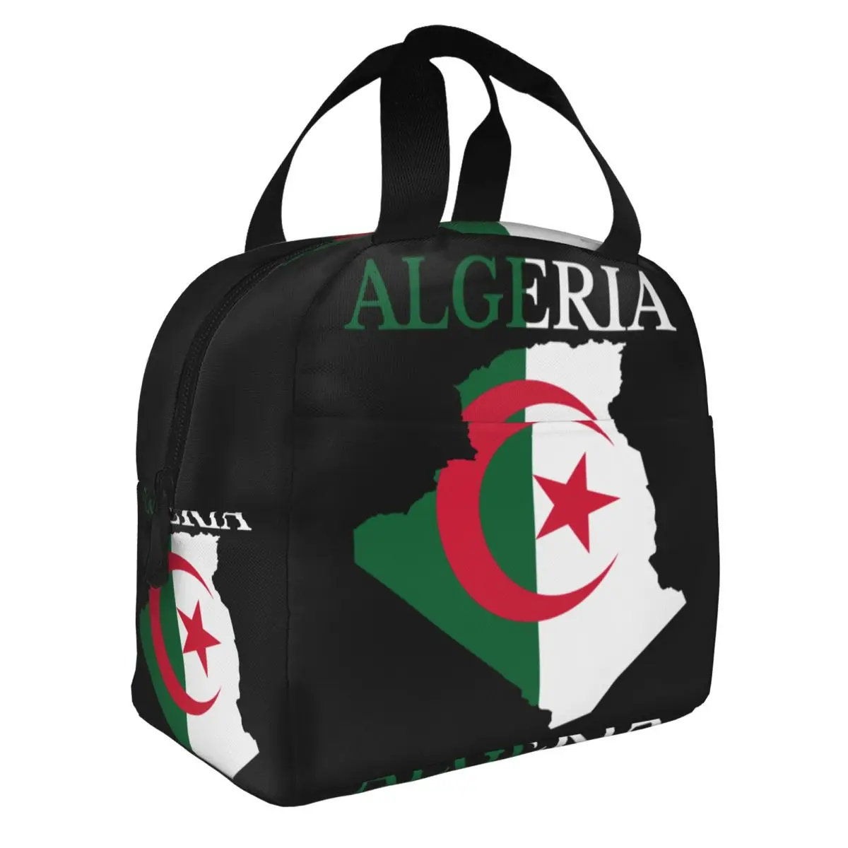 Algeria Map Algerian Flag Insulated Lunch Tote Bag for Women Resuable Cooler Thermal Bento Box Work School Travel