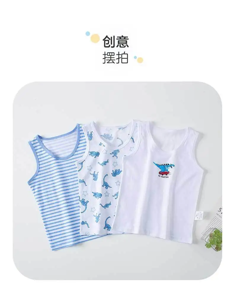 3-teiliges Set Sommer-Kinderwesten Klasse A für Jungen und Mädchen aus reiner Baumwolle, dünne ärmellose Trägerhose, 100% Baumwolle Oberteil – Detail 11