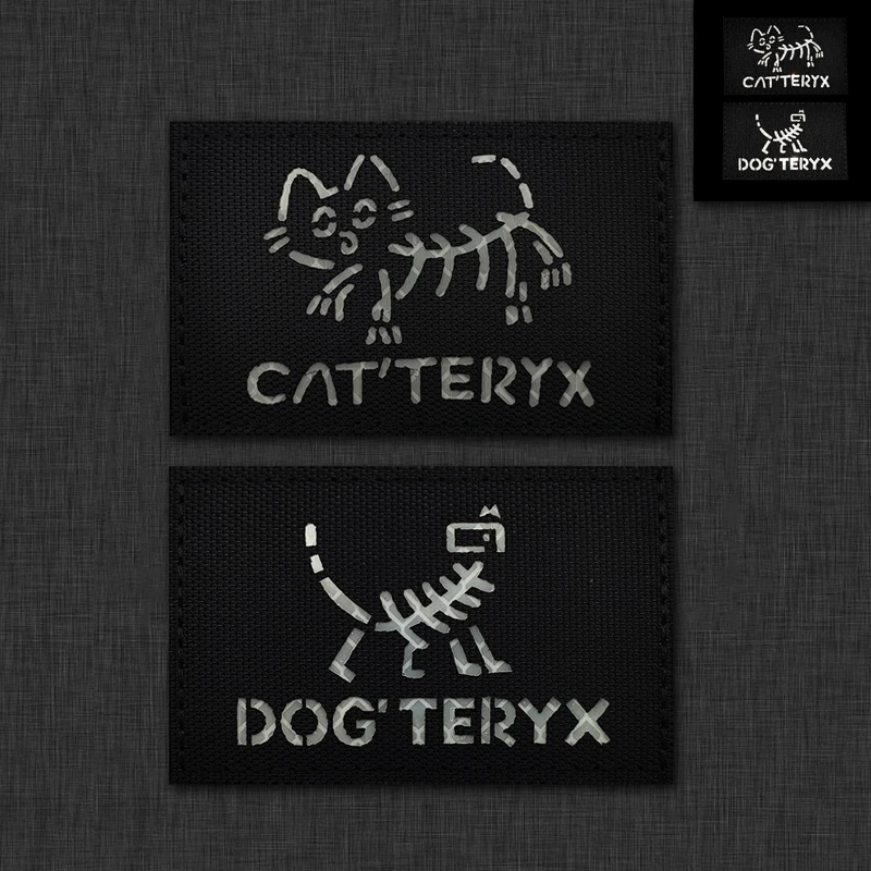Parches de perro TERYX CATTERYX, bordado táctico negro, insignia del ejército, brazalete con gancho, pegatinas 3D para chaqueta y mochila