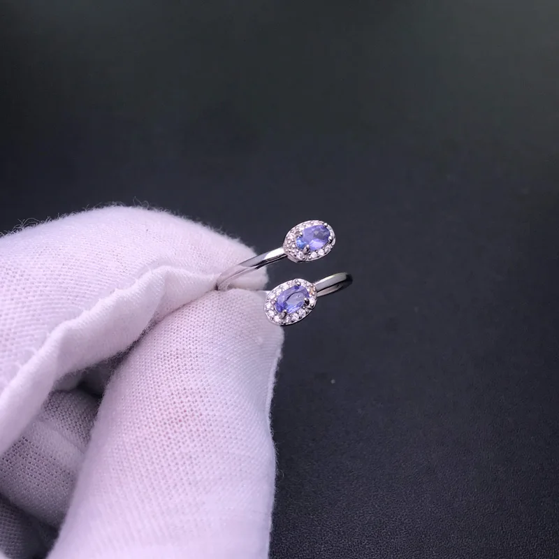 Anello in argento Sterling 925 con Tanzanite naturale pietra preziosa genuina 3*5mm gioielli classici per feste di matrimonio per regali da donna di