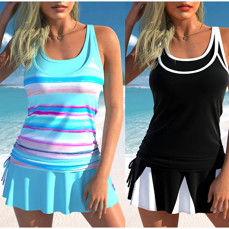 

Spice girl contrasting color sports sling vest swimsuit new bikini swimsuit split suit fashionable simple temperament elegant ve