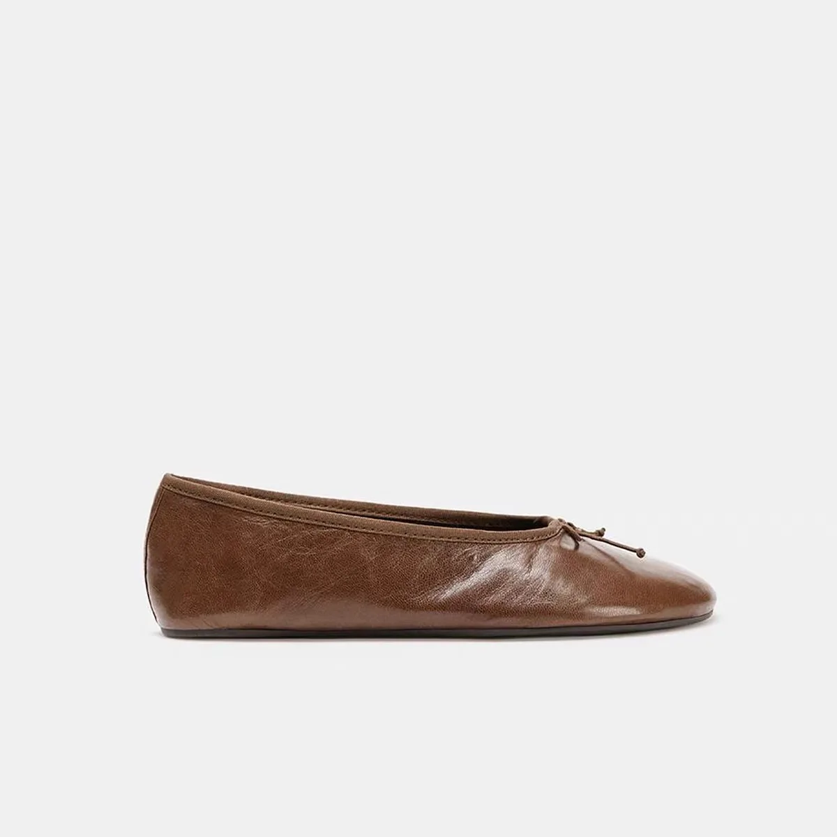Ballet Flat Shoes Brown round Toe Spring New Style Versatile  Knot Casual Shoes Comfortable Flats for Women