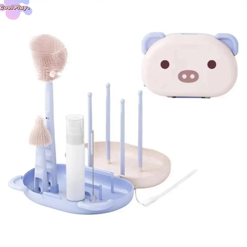 

Portable Bottle Cleaning Brush Set Compact Nylon Sponge Nipple Straw Cleaner Kit BPA-Free Long Handled Feeding Bottle Brush