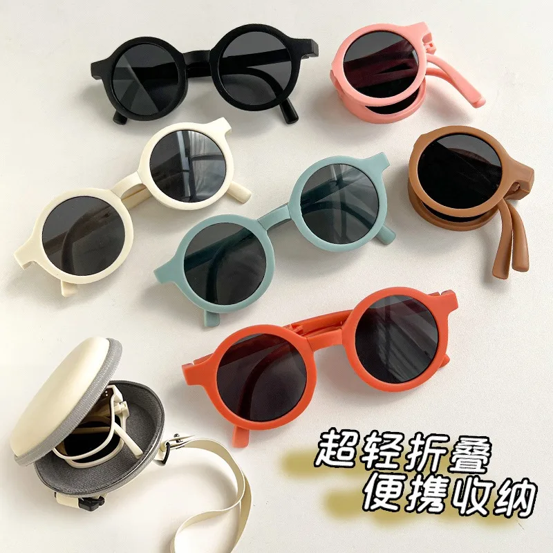 Foldable Kids Sunglasses Girls Boys Cute Round Sun Glasses Children Street Beat Eyeglasses Baby Shades Eyewears UV Protection