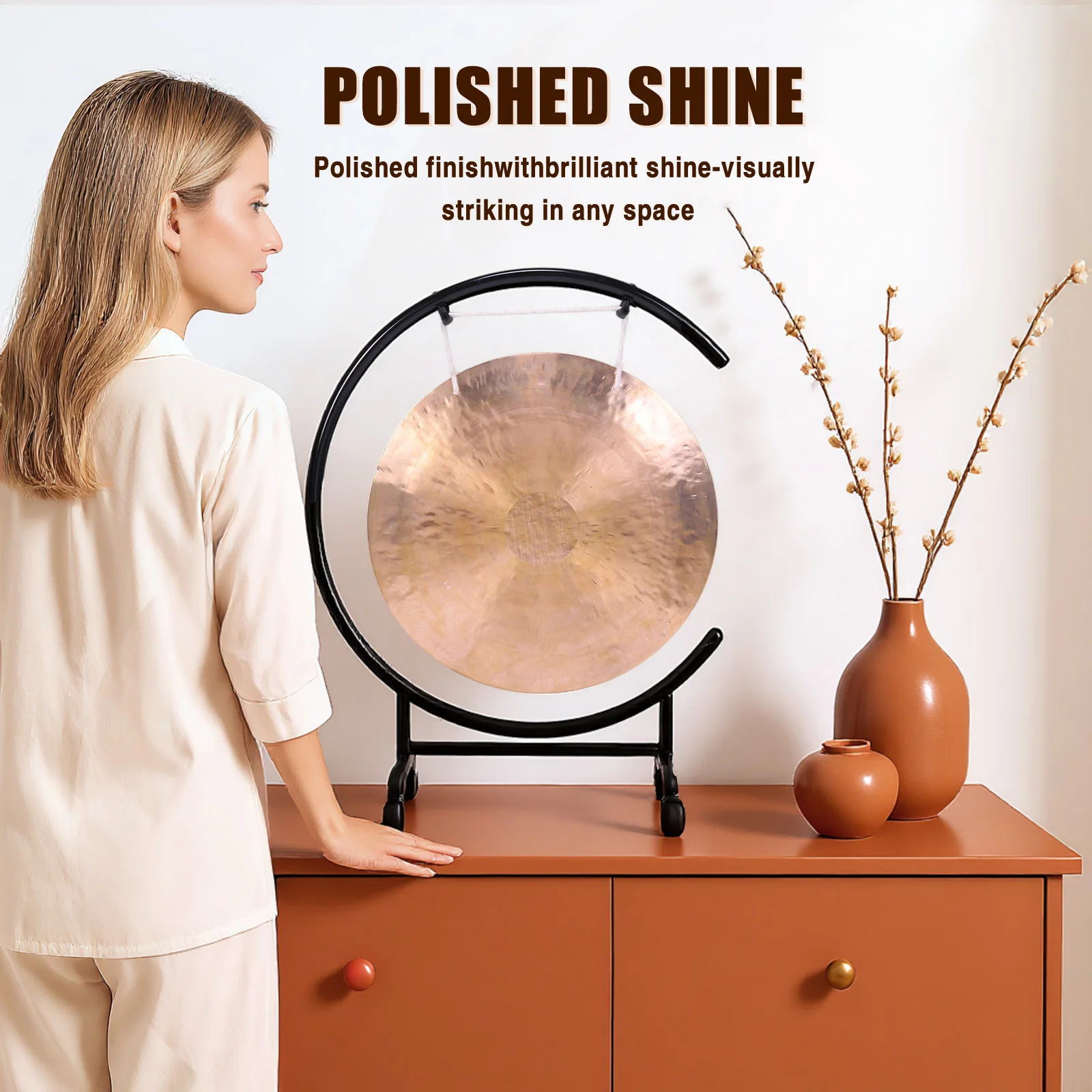 الصوت شفاء Gongs مع الوقوف الصينية فنغ Gong مع مطرقة التأمل غونغ للعلاج ديكور المنزل هووسورمينغ نعمة #3