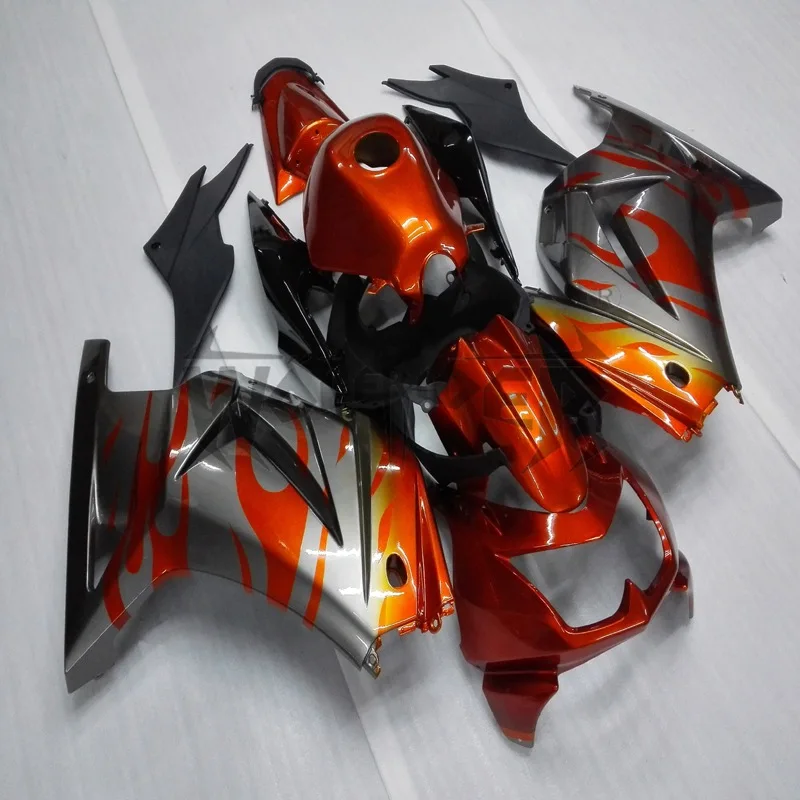 

injection Fairings kit ZX250R EX250 2008 2009 2010 2011 2012 orange flames ZX 250R 08-12 bodywork kit motorcycle fairings