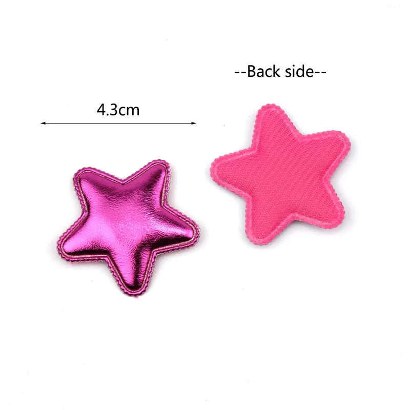 56Pcs 4.3cm PU Star Shape Padded Appliques For Children\'s Crafts Headwear Hairpin Handmade Patches Accessories Wholesale