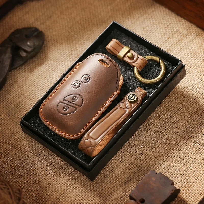 for Lexus RX270 ES240 Retro Handmade Leather Key Case Vintage Car Key Holder Cover Wallet Organizer Accessories