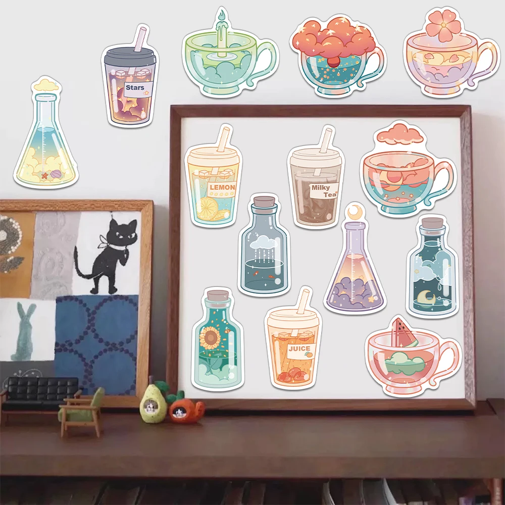 50PCS Creative Bottles Cute Cartoon Stickers Phone Case Decoration DIY Phone Case Notebook Water Cup Waterproof Stickers