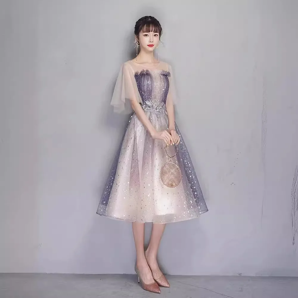 Starry Dress Women's Light Luxury Minority High-End Senior Sense Graduation Host Performance Banquet Adult 2024 Clothing