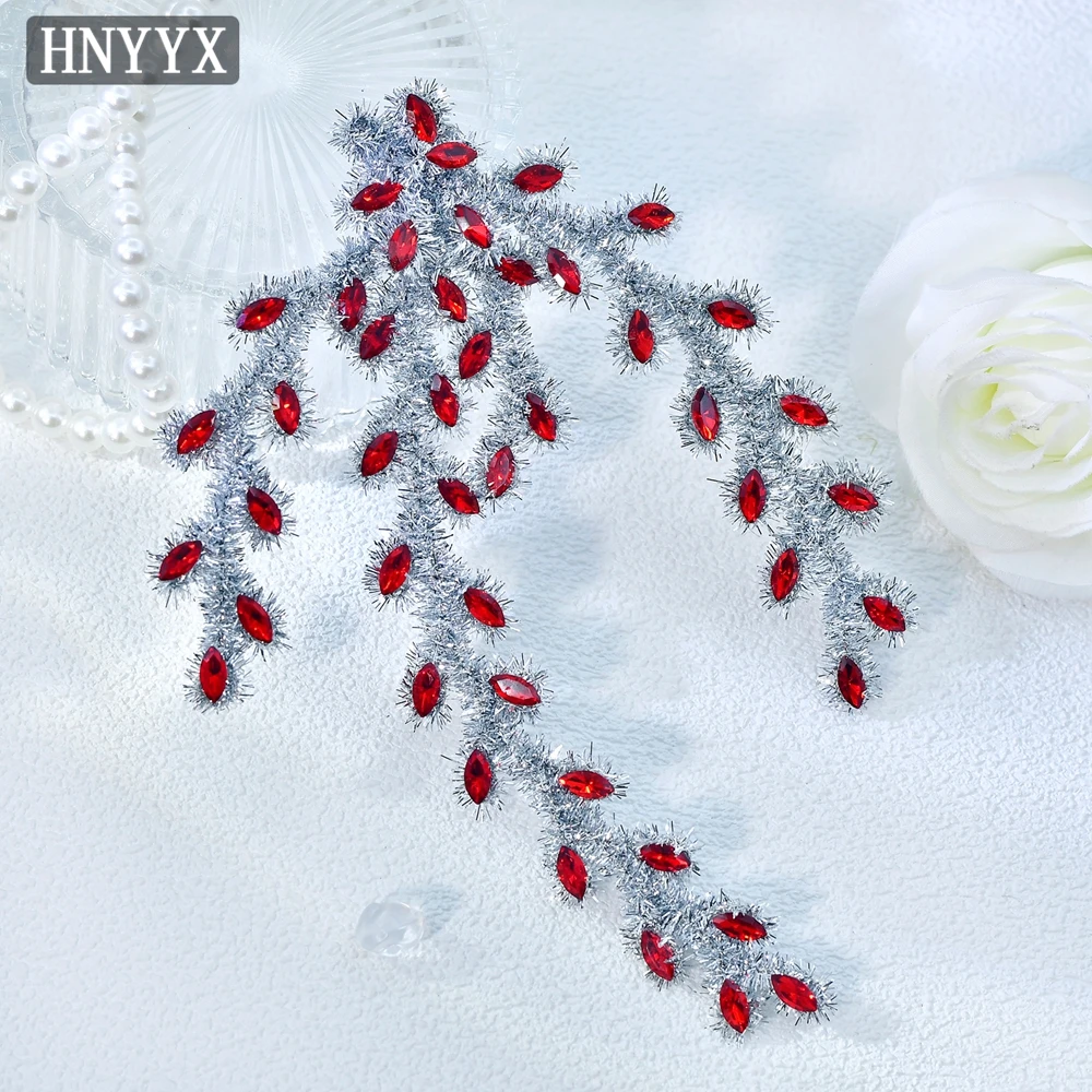 

HNYYX Luxury Red Rhinestone Headdress Handmade Twist Stick Headpiece Elegant Girl Headwear Wedding Banquet Hair Accessories A368