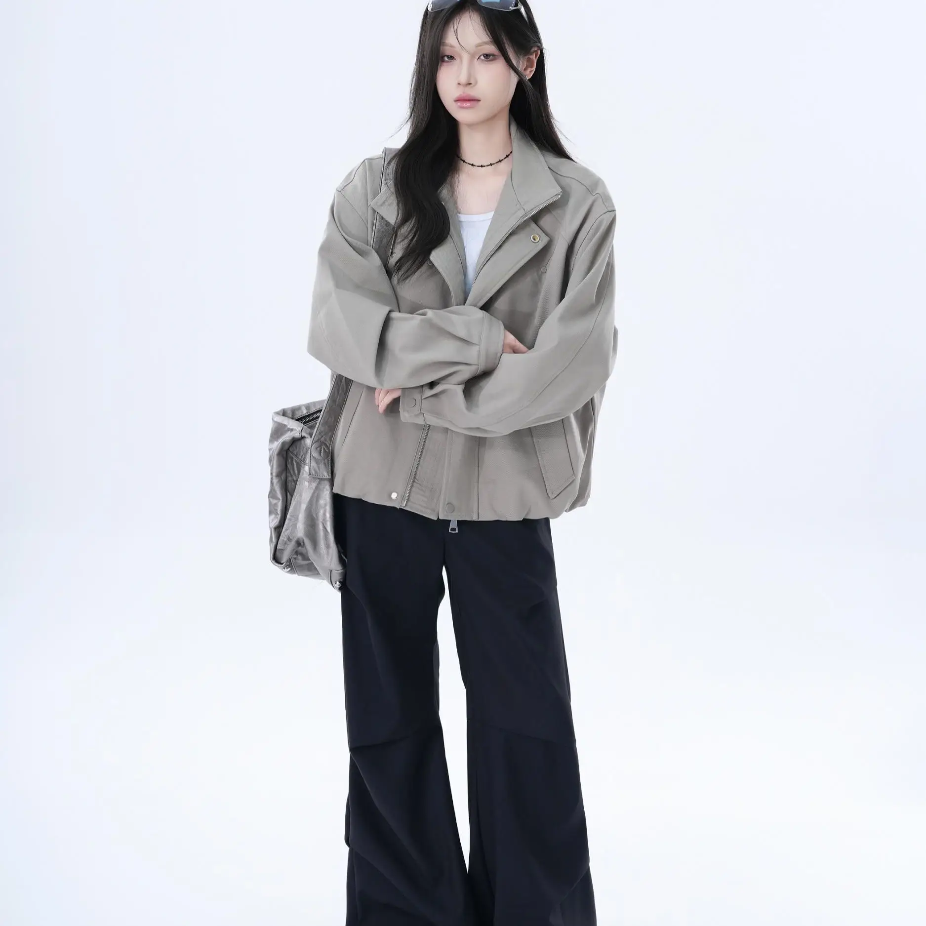 

Женская ветровка, новая осенняя корейская свободная модная рабочая одежда с воротником-стойкой, куртка, студенческая ветровка, пальто на подкладке