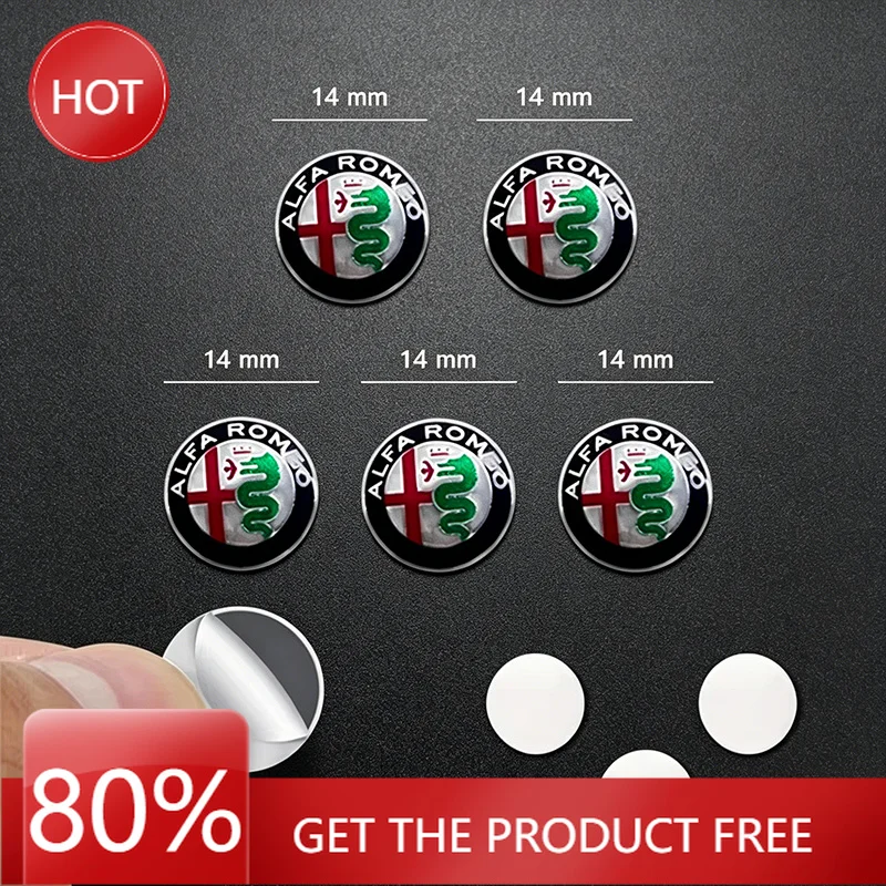 Hub Caps For Alfa Romeo Sportiva 156 Stelvio Giulia Giulietta Car Key Remote Fob Decal Auto Parts 5/10PCS 14mm Car Key Shell Sti