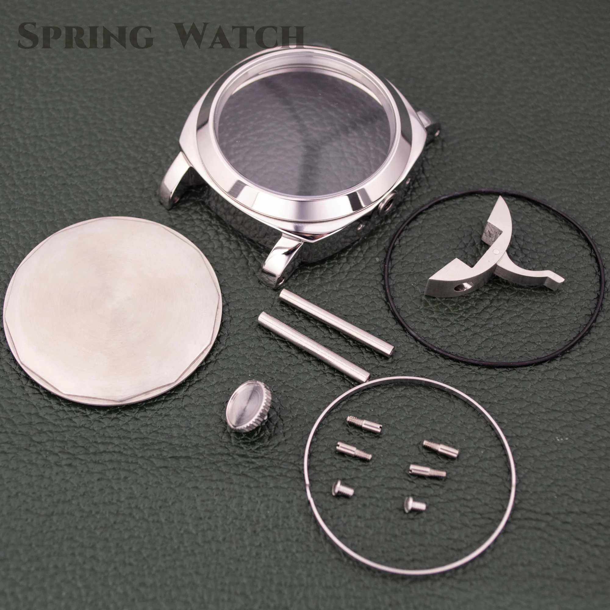 44mm Case for PAM 5218 Vintage Retro Watch Case Sapphire Glass Stainless Steel Case fit CG 6497/6498/ST3600 Movement Watch Parts