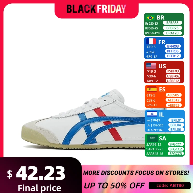 أحذية ركض اسيكس-Onitsuka Tiger MEXICO 66 سهلة الارتداد بنعل مرن للرجال والنساء ، أحذية رياضية كلاسيكية من القماش