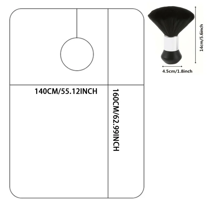 1 capa superior de peluquero, vestido de barbero con corte abierto, vestido largo de estilo antiestático y a prueba de salpicaduras, cuello de cierre ajustable + polvo para el cuello