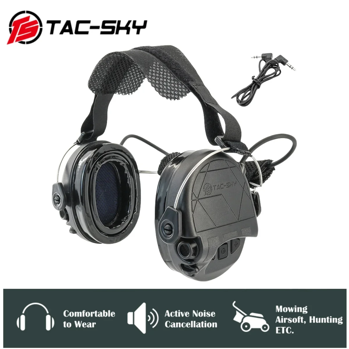 

TAC-SKY Behind The Head TAC302 Tactical Headset, Hearing Protection Noise Reduction Ear Muffs Airsoft Shooting Hunt Headphones