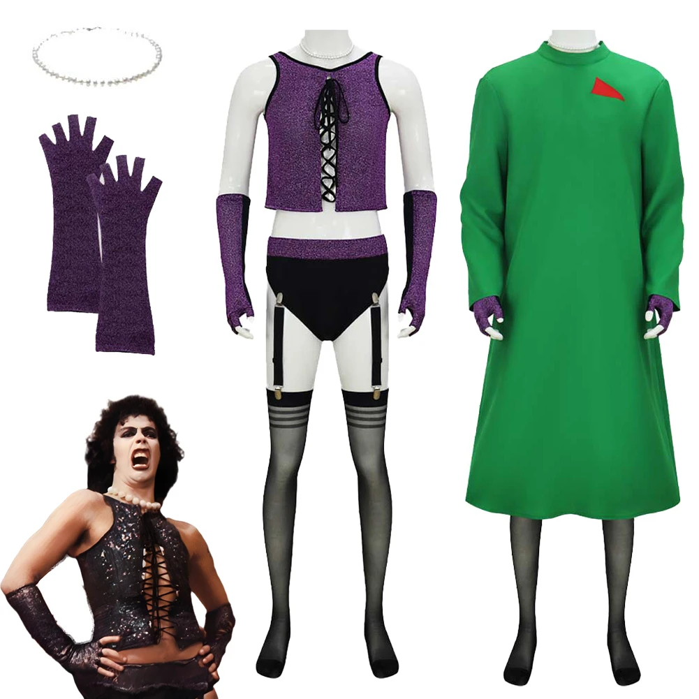 

1975s Movie Rocky Horror Picture Show Dr. Furter Cosplay Fantasy Clothing Men Costume Disguise Halloween Adult Male Party Outfit