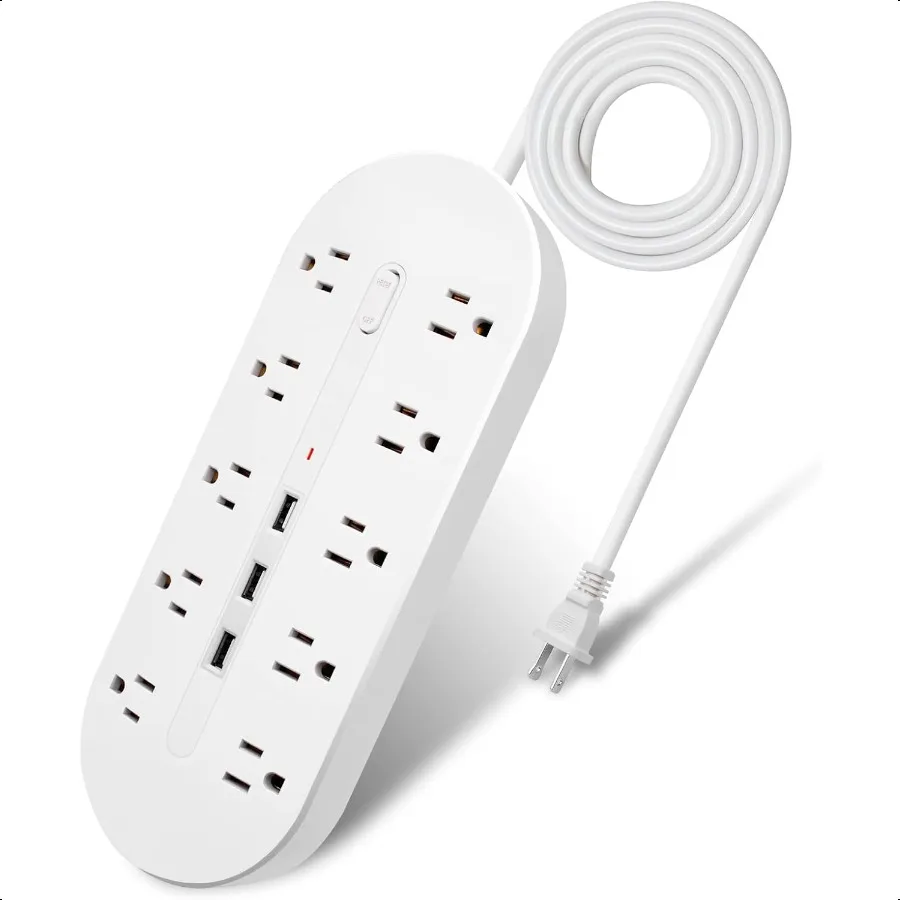 

2-контактный удлинитель с USB-поляризованным адаптером с 2-контактным разъемом на 3-контактный удлинитель длиной 6,6 футов, сетевой фильтр с USB-портами Wa