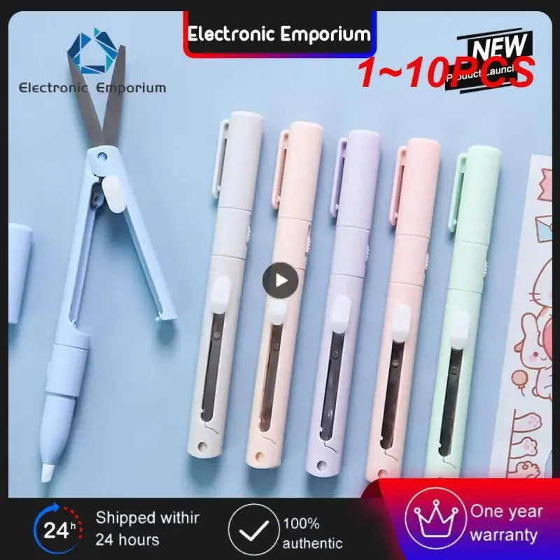 MINI สีพับกรรไกรเครื่องตัดปากกาแบบพกพาขนาดปลอดภัยเซรามิค Pencutter มีดยูทิลิตี้สําหรับงานกระดาษไดอารี่โรงเรียน