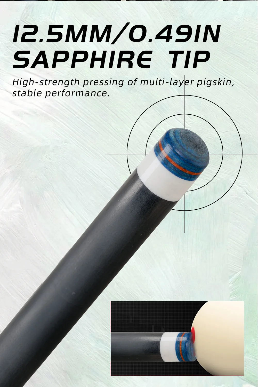 Billardqueue aus Kohlefaser, geringe Abweichung, 12,5 mm Saphirspitze, 3/8x8, verstellbares Gewicht, 58 Zoll, 19-20 Unzen, Billard CRICAL – Detail 8