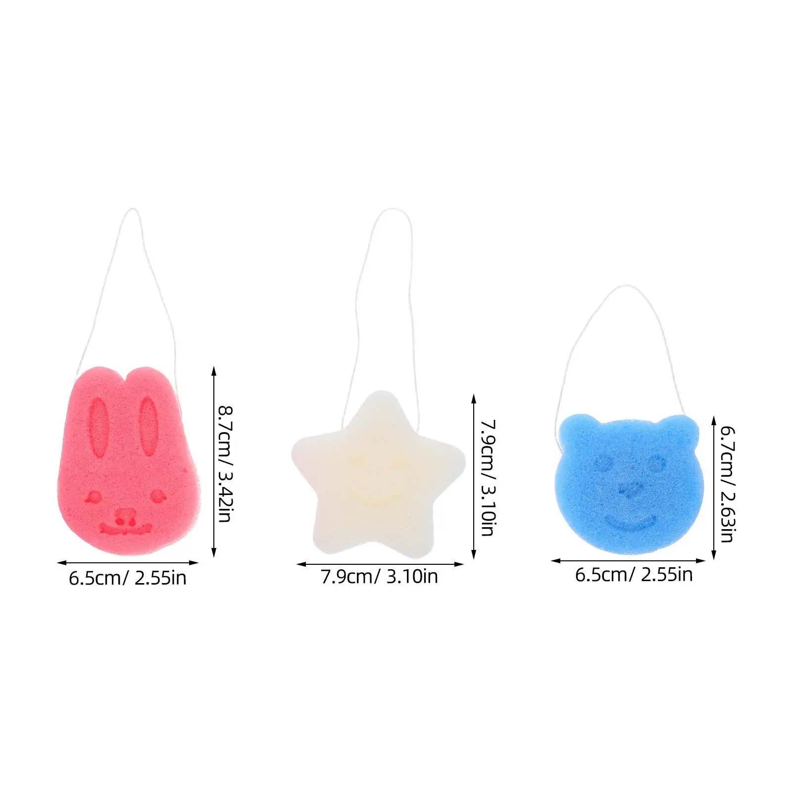 3Pcs Baby Bath Sponge Soft Konjac Toddler Shower Loofah Exfoliating Face Body Cleaner Cartoon Animal Shapes Infant Kids