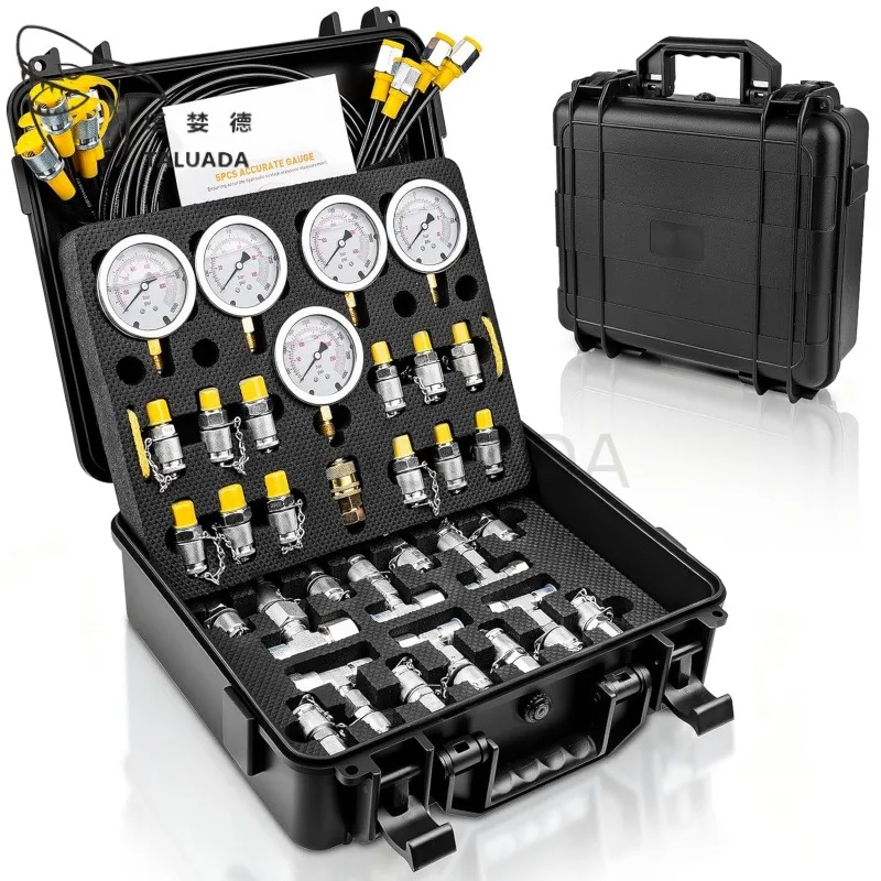 Hydraulic Pressure Test Kit Excavator Hydraulic Test Gauge Set with Carryingcase For Excavator 870/1400/3500/5800/8700Psi