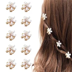 10pcs Mini Hair Claw Pearl Daisy Retro Girls Cute Hairpin Clips Hair Pearl Hairpin Flower Grab Clip