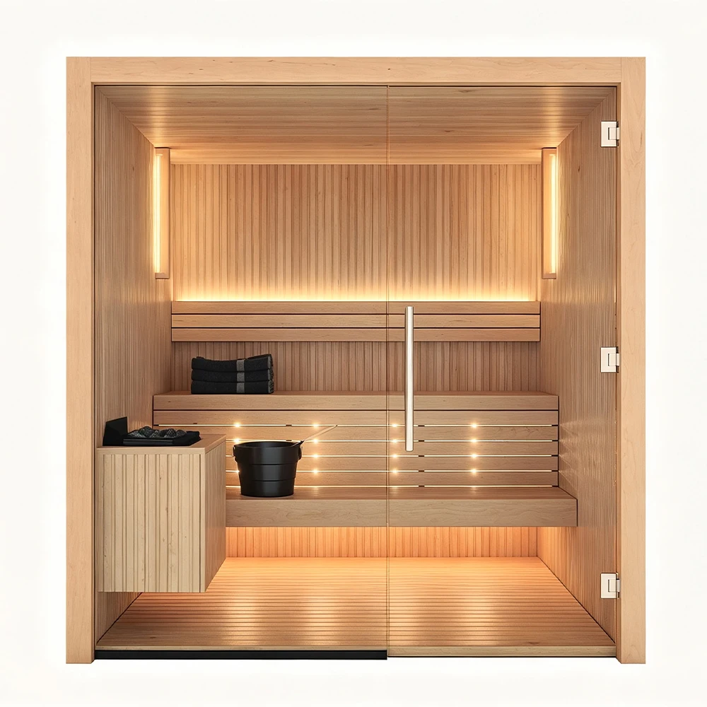 FOODLINE Sauna Glass Door Sauna Cabin For Home Villa Visible View Indoor Far Infrared Sauna Room Device