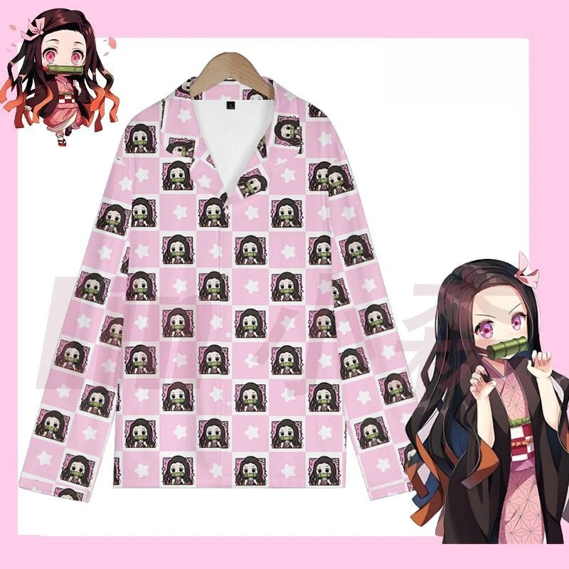 مجموعة بيجامة أنيمي شيطان القاتل Nezuko Kamado - ملابس نوم بنمط الخيزران الوردي، ملابس منزلية تنكرية للهدايا العطلات #5