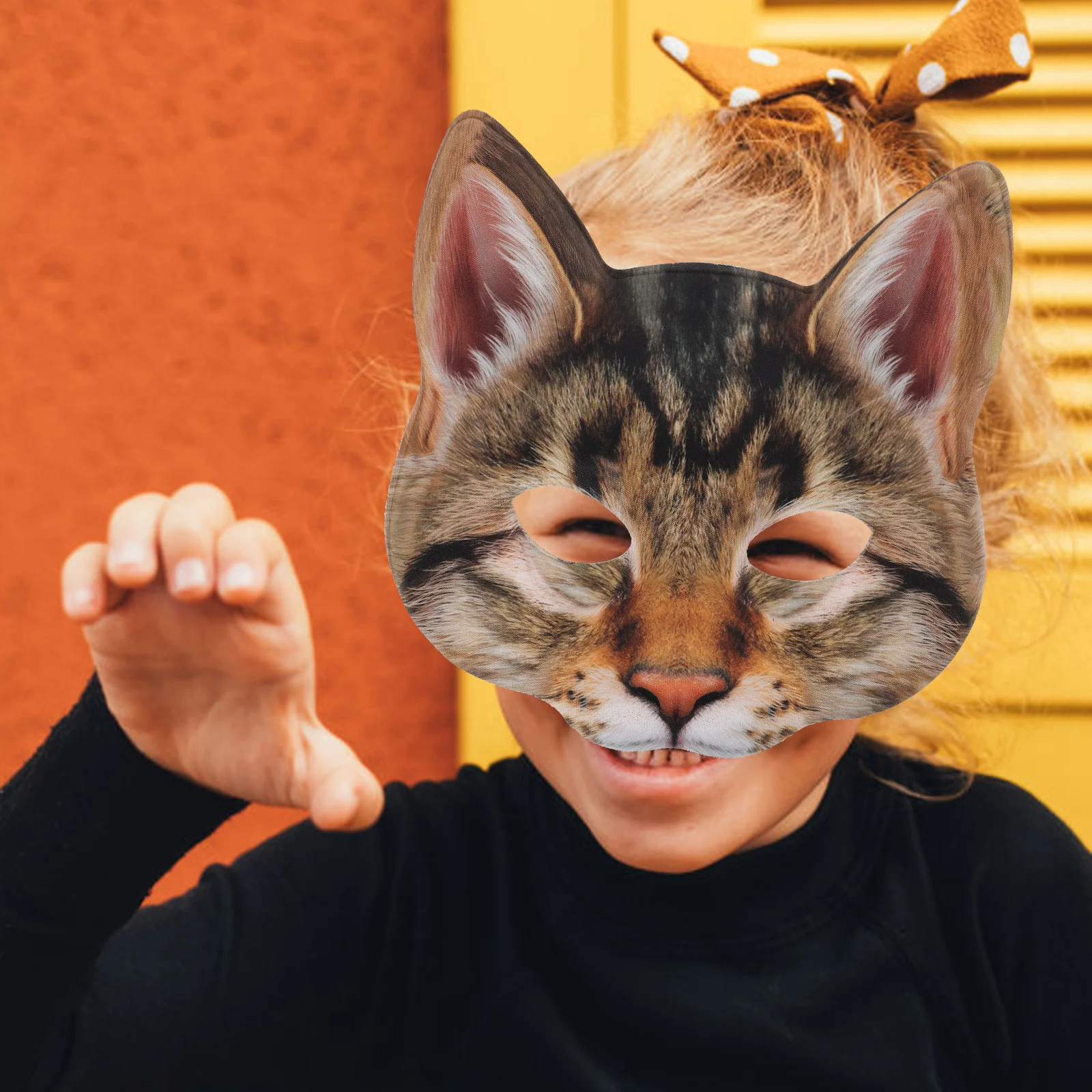 EVA Cat Mask Half Eyes Face Cover Durable Costume for Men Women Halloween Cosplay Masquerade Party Fun Banquet Unisex Accessory