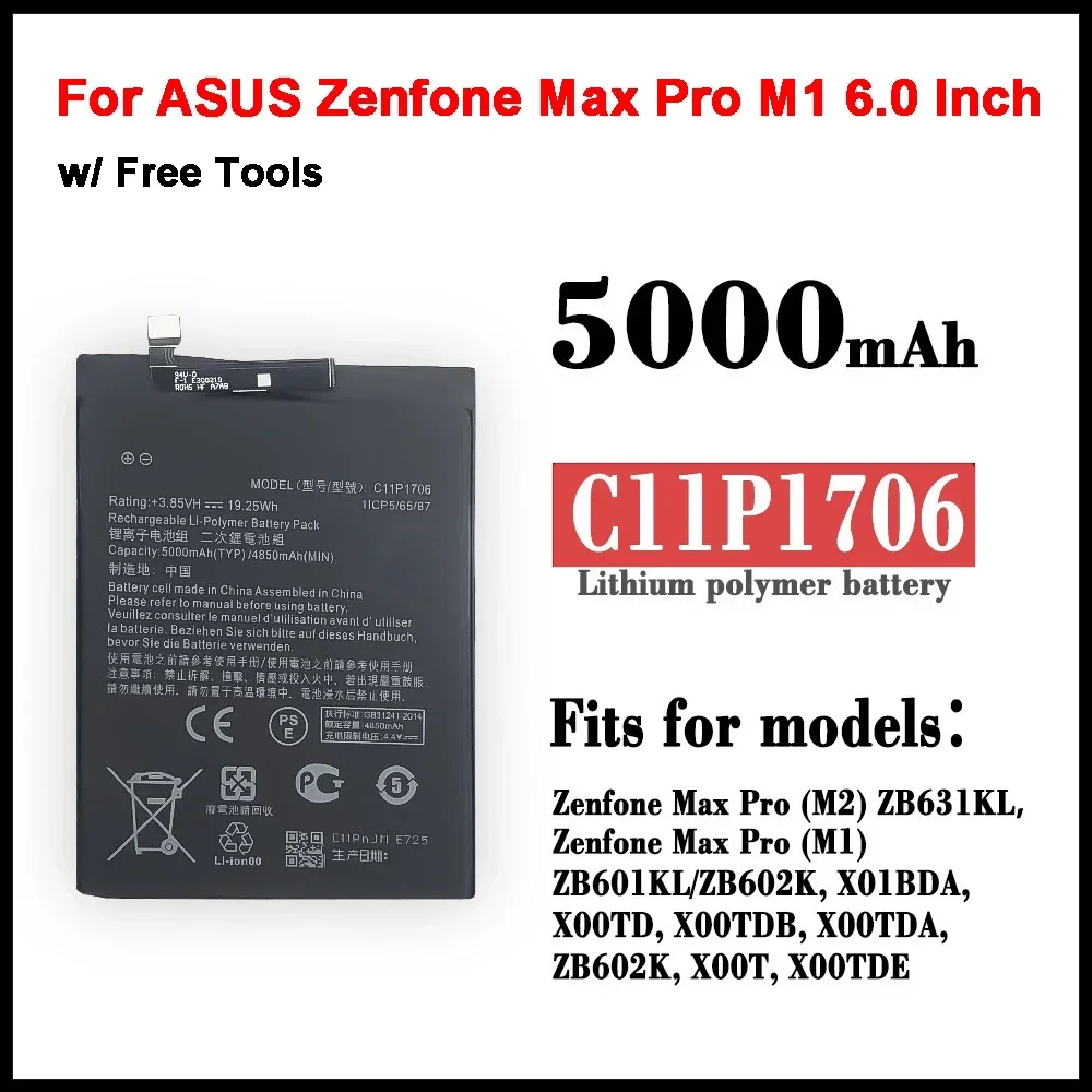 

High Quality C11P1706 New Battery For ASUS Zenfone Max Pro M2 ZB631KL M1 ZB601KL ZB602KL X00TDB X00TDE