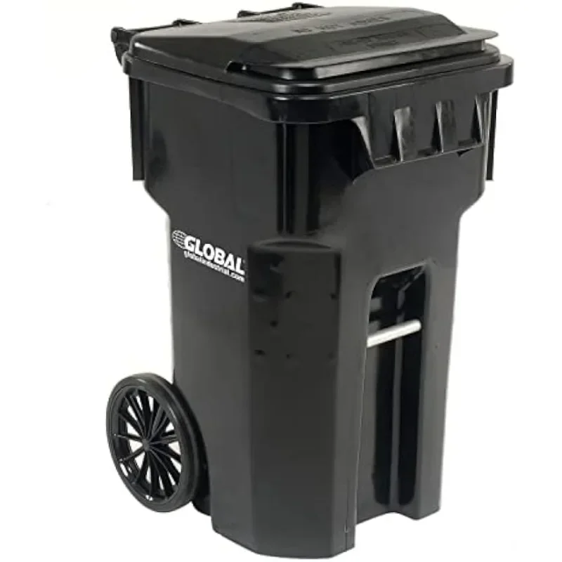 Outdoor large trash can，S&S Worldwide Otto Mobile Heavy Duty Trash Container, 65 Gallon, Black，