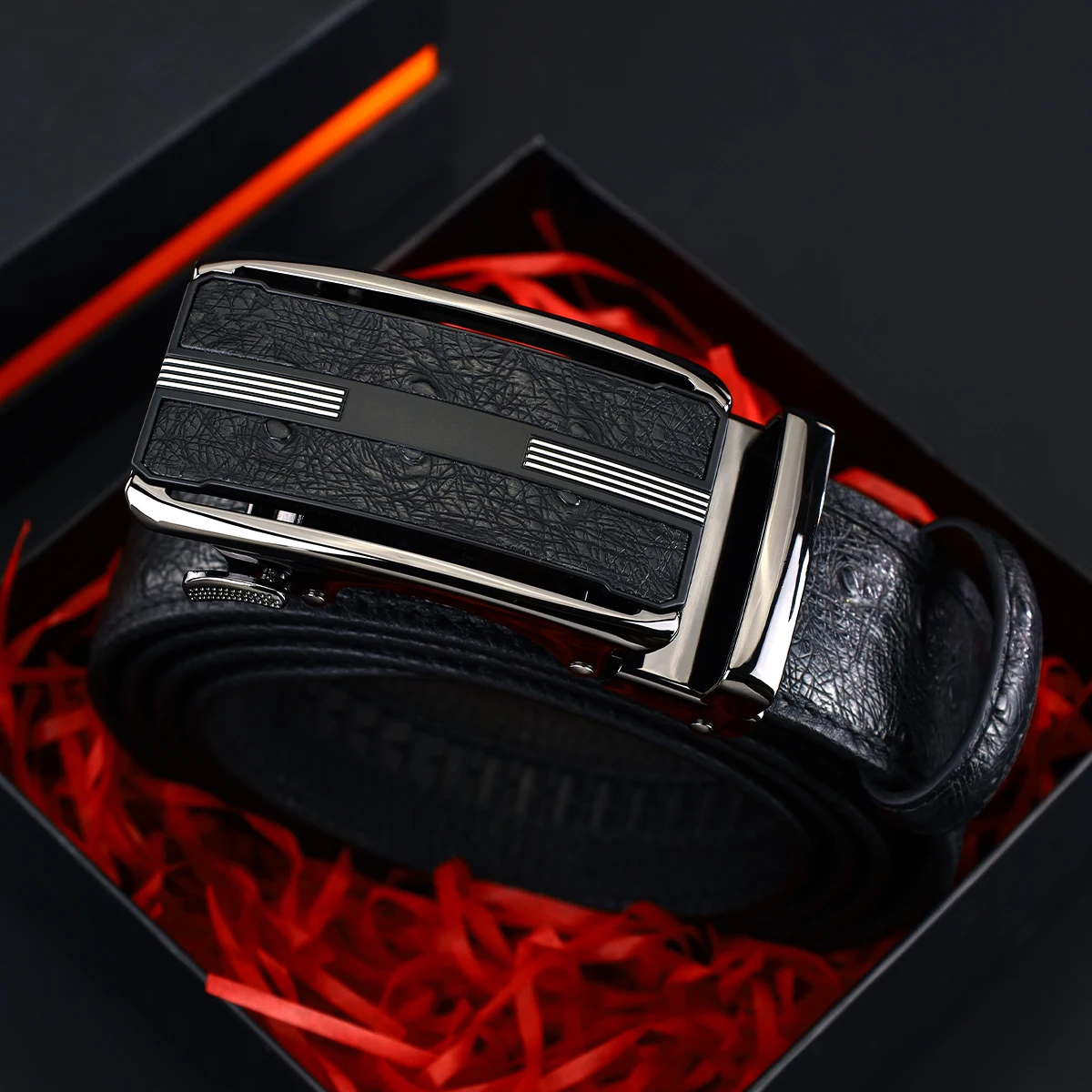 حزام جلدي بإبزيم تلقائي للرجال مع رأس معدني للأعمال جينز كاجوال وإكسسوارات ملابس عصرية متعددة الاستخدامات #4