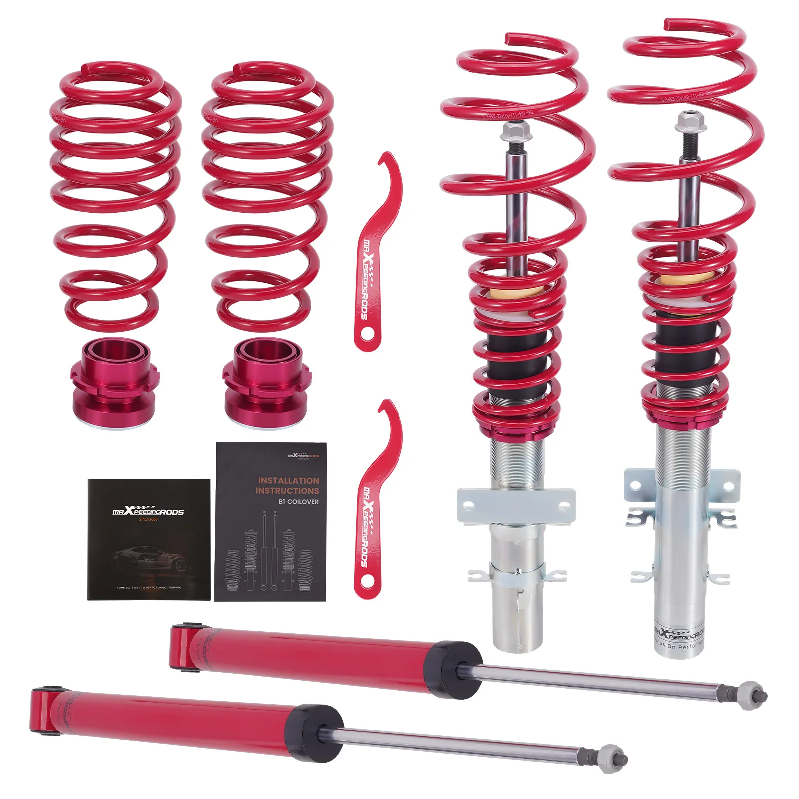 4x Coilovers Suspension Shocks & Springs Kit For VW Volkswagen Polo Mk4 9N 02-14