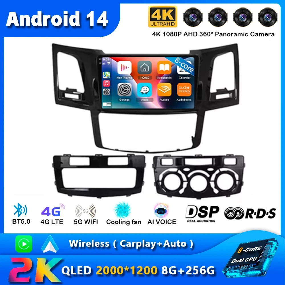 

Android 14 Car Radio For Toyota Fortuner HILUX Revo Vigo 2007 - 2015 Navigation Multimedia Player Stereo WiFi+4G Head Unit Video