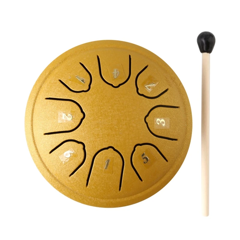 

Rain Drum For Outside Steel Tongue Drum, 8 Notes 4.5 Inch Chakra Tank Drum Steel Percussion Padded Mallets