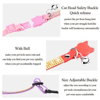小型貓項圈,鑲鑽,可脫卸,閃亮寵物山羊項鍊,鍊子,快拆安全,柔軟麂皮絨,奢華小貓項圈 10 best sales 可脫卸貓項圈 - №2
