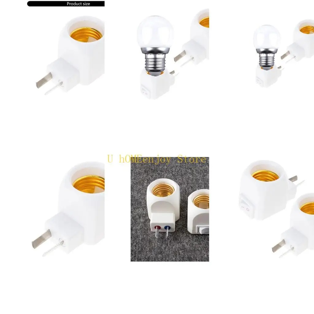 B0KF Adjustable E27 Bulb Adapters Switches Enableds Socket Converters For Household Commercial Lighting 100W Flame Resistant