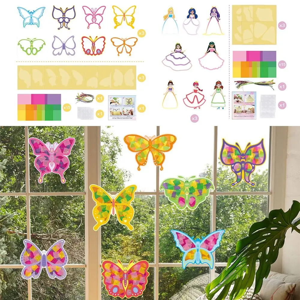 Multicolor DIY Sun Catcher Pendant Butterfly Princess Paper Hand Make Hanging Decoration Accessories Handmade Art Craft