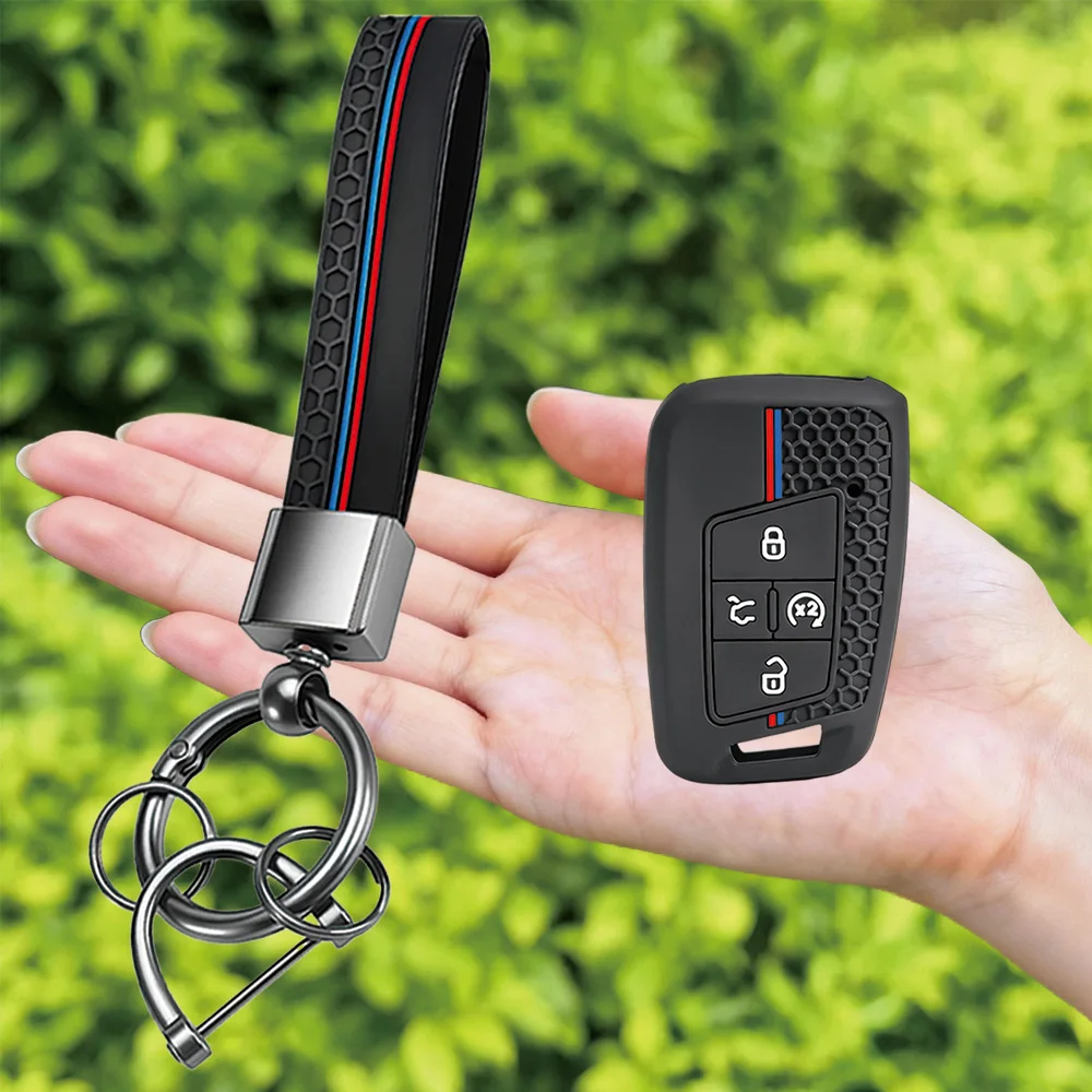 2026 Keychain Silicone 4 Button Car Key Case Cover Shell Fob for Volkswagen VW Jetta Tiguan Atlas Arteon Taos Car Accessories