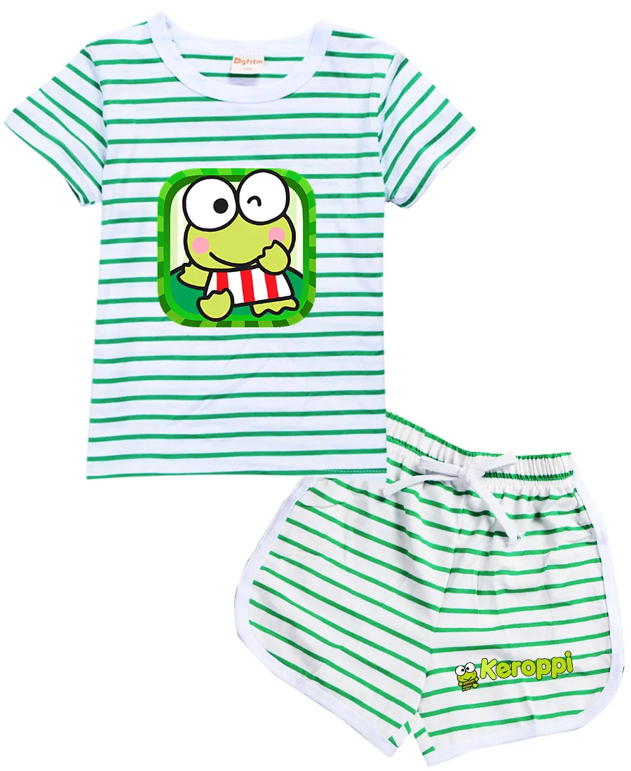 

Cute Kerokero Keroppi Cartoon Clothing Baby Boys Summer Clothes T-shirt and shorts Baby Girls Casual Clothing Sets