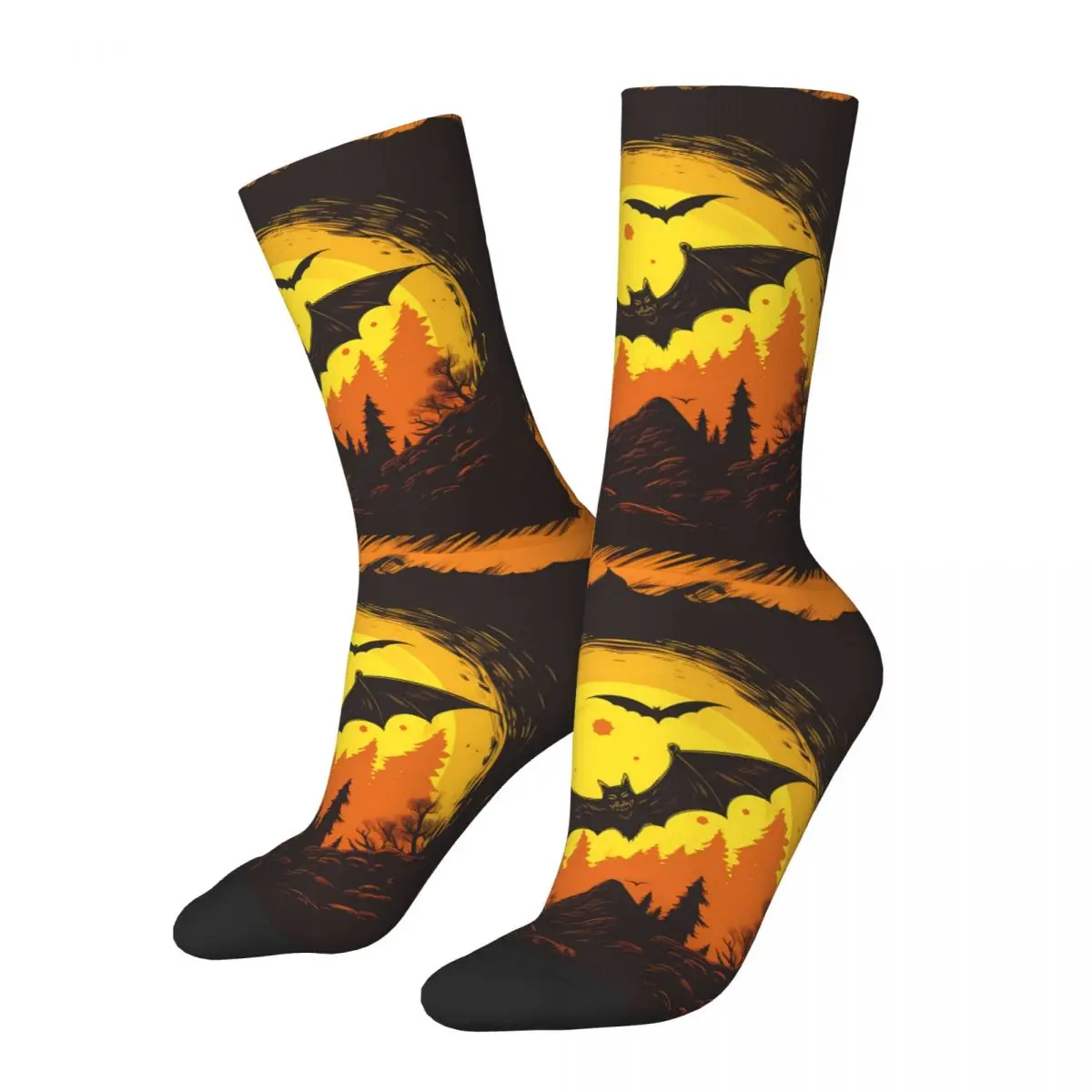 

Retro Cartoon Bat Men's Socks Halloween Hip Hop Pattern Printed Crazy Crew Sock