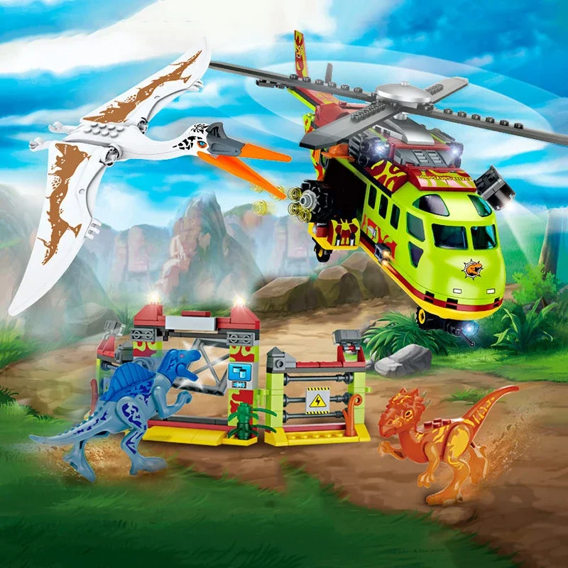 582PCS 아이디어 2in1 공룡 모험 이동 차량 블록 조립 장난감 페테로사우르스 추격 모델 브릭 어셈블리 키트 어린이 선물
