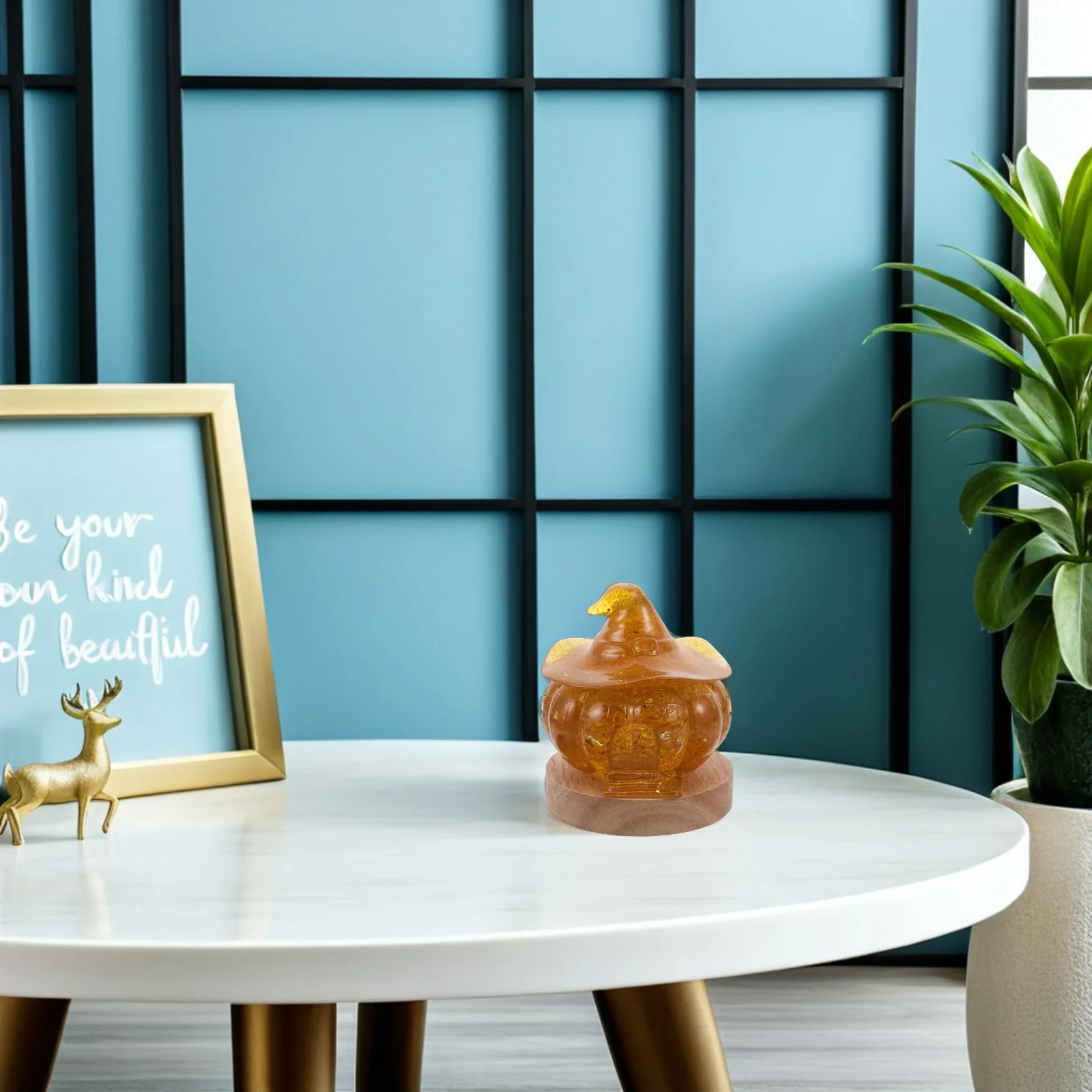 اليقطين ضوء الليل Led كريستال اليقطين على شكل مصباح مع قاعدة خشبية توهج سقوط ديكور هالوين عيد الشكر حفلة صالح