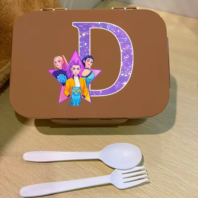 Kpop Demon Hunters K-pop Food Containers School Picnic Separate Lunchbox Letter A-Z for Lumi Mila Zoi Hunter Flip Lunch Box Gift - view 6